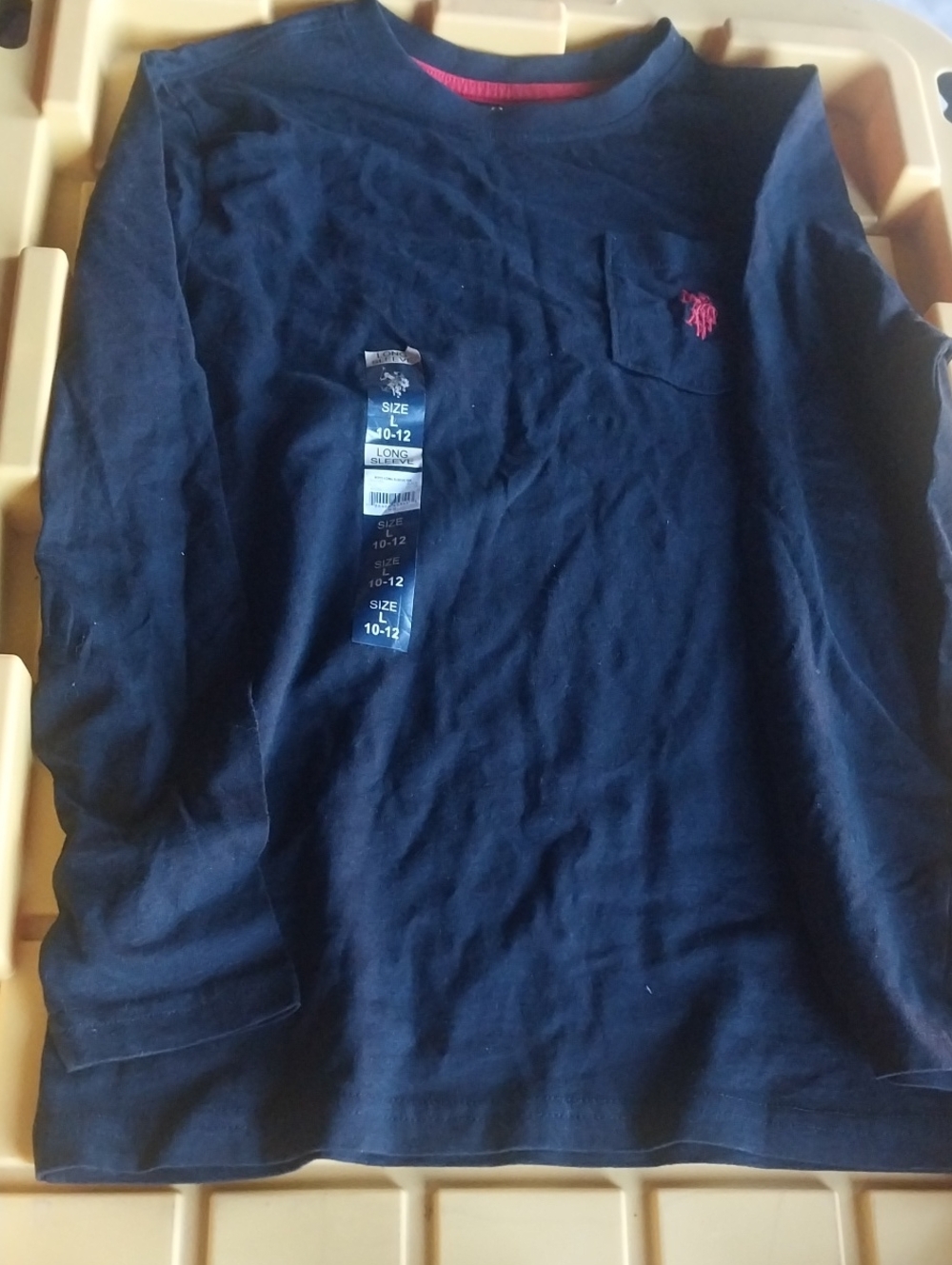 U.S. Polo Assn. Navy Long Sleeve Top with Gold Logo Accent